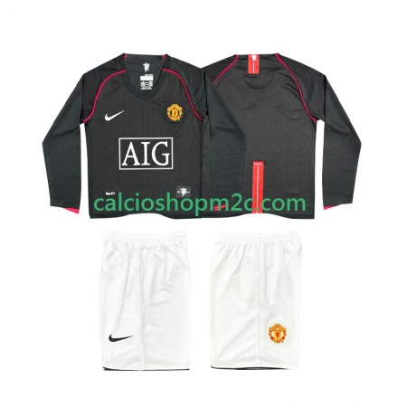 Manchester United 2007 2008 Retro Bambino Maglia Trasferta Manica Lunga
